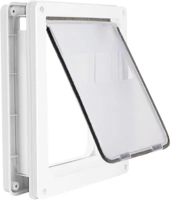 Productafbeelding van Ibenzoa® Huisdierenluik, groot, 36 x 30 cm – Weerbestendig deur voor middelgrote en grote dieren, met magnetische vergrendeling, warmte-isolerend, afneembaar
