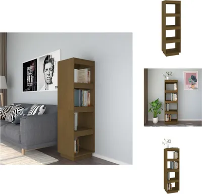 Imagen del producto de vidaXL Estantería/Separador de ambientes color miel, 40x35x135 cm, madera maciza de pino - Estanterías y libreros