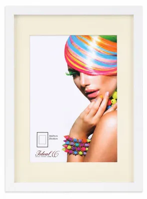 Produktbild von 3D Objektrahmen Bilderrahmen mit Passepartout & gehärtetem Glas Holz MDF Rahmen Foto Poster - Farbe: Weiß | Format: 30x45
