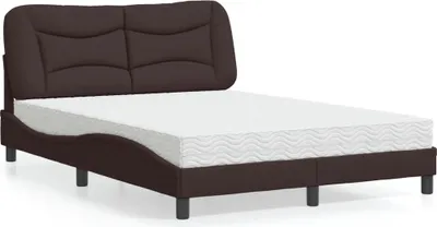 Obrázek produktu pro vidaXL Postel s matrací "Hvar" tmavě hnědá 140x190 cm látka