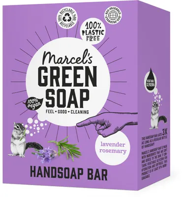 Zdjęcie produktu dla Zielone mydło w kostce do rąk Marcel – lawenda i rozmaryn – 90 g