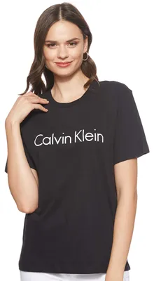 Immagine prodotto di Maglietta a maniche corte da donna Calvin Klein, scollo rotondo, colore nero, taglia M