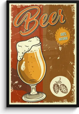 Produktbild von MuchoWow® MuchoWow® Gerahmtes Poster Mannshöhle - Bier - Vintage - Zeichnung 60x90 cm - Poster mit zchwarzem Bilderrahmen - Kunst