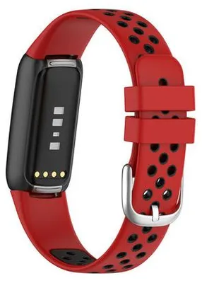 Produktbild von By Qubix passend für Fitbit Luxe - Silikonsportarmband - Größe: Large - Rot + Schwarz