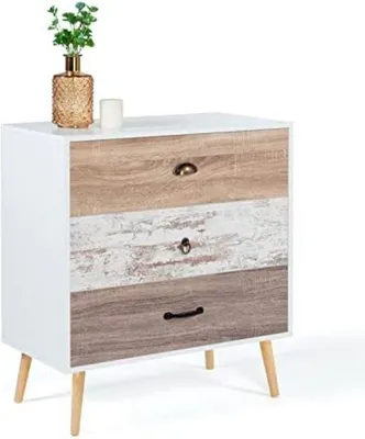 Produktbild von Famanu Kommode mit 3 Schubladen - Weiß und Holz