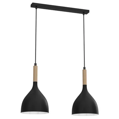 Zdjęcie produktu dla Lampa wisząca Noak wood czarny matowa-jasne drewno 2xE27x15W metal wym:110x52x17cm IP20 Luminex