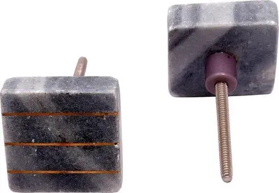 Produktbild von Famanu Knopfset 6 quadratische Stein-Knöpfe 40mm - Schwarz mit goldenen Details
