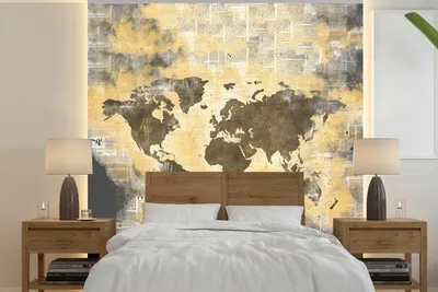 Produktbild von Karte-Wandbild Weltkarte - Abstrakt - Zeitungsmuster - Breite 350 cm x Höhe 350 cm