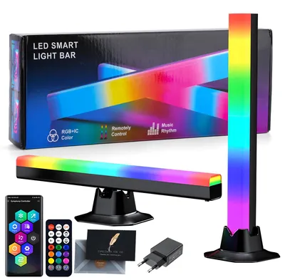 Zdjęcie produktu dla Inteligentne lampy RGB, 2 sztuki, 32 cm, listwa świetlna do gier z synchronizacją muzyki