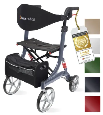 Produktbild von Leichtgewicht Rollator SPRING - Gehhilfe mit Komfort-Federung - höhenverstellbar & faltbar - Modell M Graphitgrau - Bescomedical