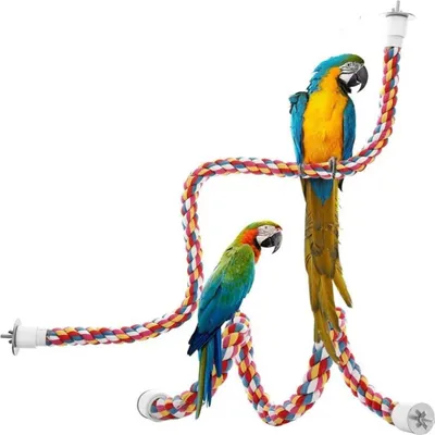 Produktbild von Stück Papageien-Kletterseil, Vogelspielzeug für Papageien, Vogelstangen, buntes Baumwollseil, Schaukel, Vogelspielzeug für Vögel, Papageien, Graupapageien, Sittiche