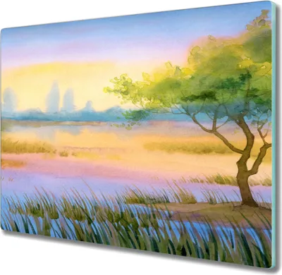 Produktbild von Coloray Schneidebrett Herdabdeckplatte 60x52 cm Kochplattenabdeckung Küchenbrett Hackbrett - Aquarell Natur Baum
