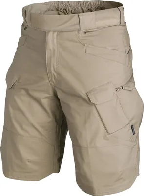 A pair of khaki cargo shorts.
