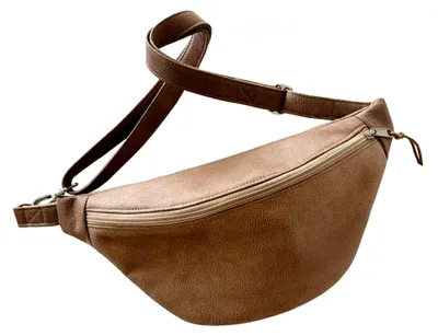 Produktbild von XXL Gürteltasche aus Lederfaserstoff (Hellbraun Silber)