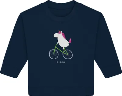 Produktbild von Mr. & Mrs. Panda Organic Baby Pullover Einhorn Radfahrer 6. - 12. Monat - French Navy - Geschenk, Radfahren, Unicorn, Bullover, Liebeskummer, Bike, Rad