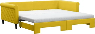 Produktbild von vidaXL Tagesbett Ausziehbar mit Matratzen Gelb 100x200 cm Samt