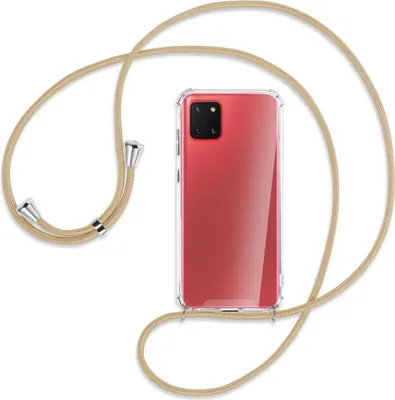 Produktbild von Handykette Backcover-Schutzhülle mit Band (Metall silberfarben) für Samsung Galaxy Note 10 Lite - caramel