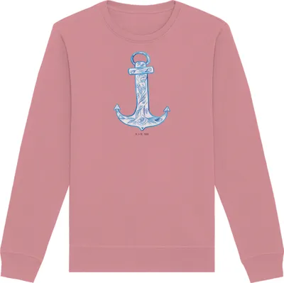 Produktbild von Mr. & Mrs. Panda Baumwoll Pullover Anker Blau Größe S - Canyon Pink - Geschenk, Lustige Sprüche, Sweater, Sweatshirt, Pulli, Rundhals