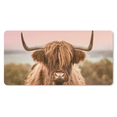 Produktbild von MuchoWow® Mauspad Mousepad Schottischer Highlander - Hörner - Meer 60x30 cm - Mousepads - Maus Mat - Pad - Mausunterlage - Nachhaltig