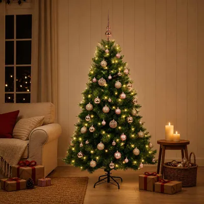 Immagine prodotto di Albero di Natale artificiale con decorazioni natalizie, altezza 150 cm, 150 luci LED