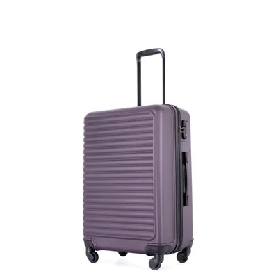 Produktbild von Flieks Koffer, Leichtes Reisegepäck, Reisekoffer mit Linien, Trolley mit TSA Schloss und 4 Rollen, Hartschale Trolley, L, Dunkellila