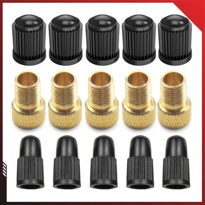 Produktbild von Pitlane Performance® Fahrrad-Ventil Adapter Set für Presta & Dunlop-Ventile; 5X Presta-Schrader-Adapter + 5X Schrader + 5X Presta/Dunlop Ventil-Kappen