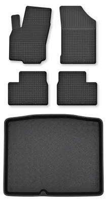 Productafbeelding van Rubberen automatten + kofferbakmat voor Suzuki SX4 S-Cross vanaf 2013 – 5-delig, zwart, op maat – Wielganizator Semi-Universal