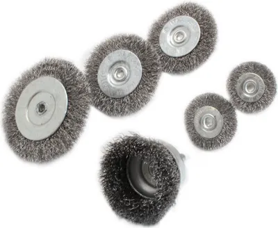 Immagine prodotto di Set 6 spazzole metalliche cilindriche per trapano,spazzola abrasiva per pulire ruggine tubi fori, scorie di saldatura e ruggine,vernice,con codolo