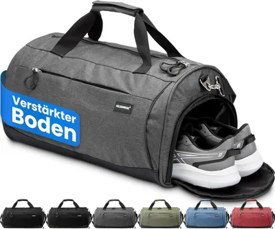 Image de Sac de sport 58x31x31 cm, 50 litres, gris, avec compartiment à chaussures et compartiment pour les vêtements mouillés, idéal pour la salle de sport