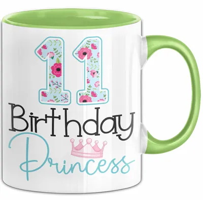 Immagine prodotto di Tazza "11 Birthday Princess" - Regalo per bambine per l'undicesimo compleanno -  (verde)
