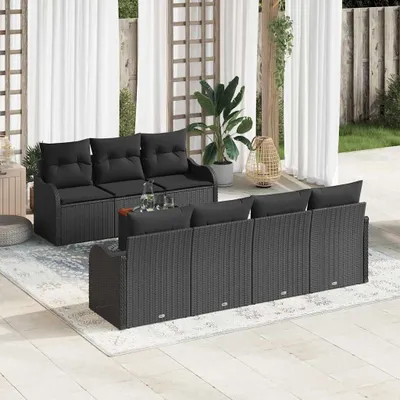 Produktbild von "Rabatt" Gartensofa-set - Balkonmöbel/Terrassenmöbel - mit Speicher - 8 pcs Schwarz Poly-Rattan - Lounge-Dining set CC13074