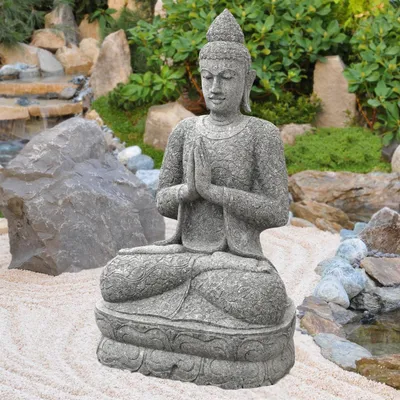 Image de Stonox Bouddha Bidhannagar Pierre naturelle résistante au gel 70 x 80 x 152 cm