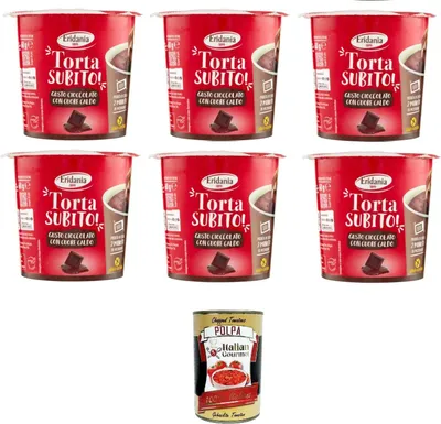 Produktbild von Eridania- Torta Subito! Gusto Cioccolato Schokoladengeschmack mit warmer Herznote 6x 60 g + Italian Gourmet polpa 400gr