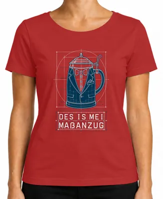 Zdjęcie produktu dla Koszulka damska, czerwona, rozmiar S, z motywem tradycyjnym bawarskim (Dirndl, Lederhose, Tracht)