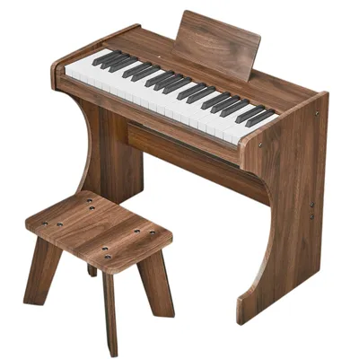 Produktbild von FCH Kinder E-Piano 37 Tasten Komplett Set aus Holz mit Hocker,Kinder-Keyboard,Digitalpiano aus Holz für Kinder ab 3 Jahren,braun