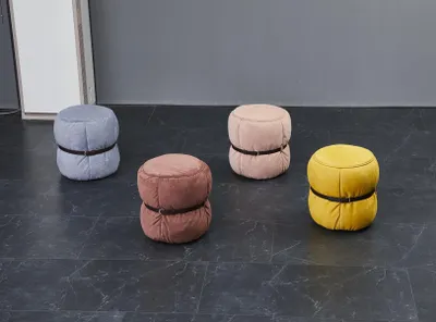 Image de Tabouret design Pouf Salon Designer Rond Tabouret de pied moderne Pufa Textile