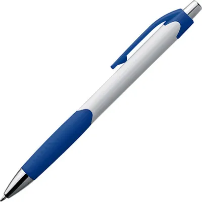 Produktbild von 20x Kugelschreiber / mit gummierter Griffzone / Farbe: weiß-blau