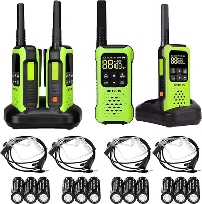 Image de Retevis RT649P Radio rechargeable, IP67 étanche flottante, PMR 446, 16 canaux sans licence, lampe de poche LED, CTCSS/DCS VOX, radios pour sauveteurs (2 paires, vert)
