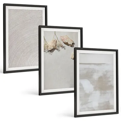 Produktbild von Bilder Set 3-teilig im schwarzen Rahmen – Wandbilder 3 Stück – gerahmte Poster für Wohnzimmer, Schlafzimmer und Flur – 40x60 cm – Boho-Textur aus Sandsteinen