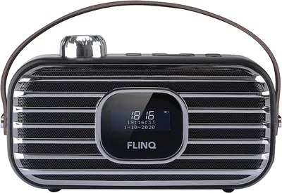 Produktbild von FlinQ DAB Notfallradio – Retro Radio – DAB+/FM – Tragbares Krisenradio – Rauschfrei – Bluetooth – Kabellos – Wiederaufladbar – Schwarz