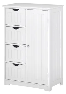 Immagine prodotto di kleankin Mobile da Bagno con 4 Cassetti Salvaspazio 56x30x83cm Bianco