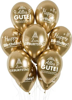 Produktbild von Goldene Geburtstagsballons Chrom Zum Geburtstag, 30cm, 50 Stück.