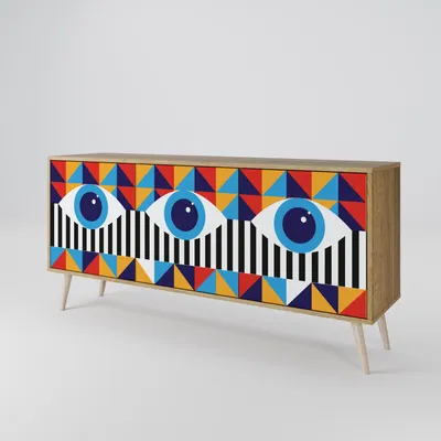 Immagine prodotto di Spacerebels cassettiera a 3 ante - credenza cassettiera - credenza alta - mobile armadio - soggiorno camera da letto - 57,5×164,5×42 (HxLxP)