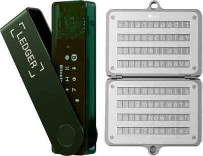 Produktbild von Ledger Nano X Emerald Green + Ellipal Seed Phrase Steel - Hardware Walllet Bundle - Bluetooth - Seed Phrase Speicher - Offline Schutz für Krypto