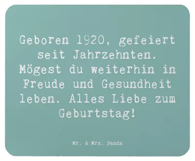 Produktbild von Mr. & Mrs. Panda Mouse Pad Spruch 1920 Geburtstag - Meeresbrise - Geschenk, herzlicher Geburtstagsgruß, Alles Liebe zum, Alter, mausteppich, Mauspad, Happy Birthday