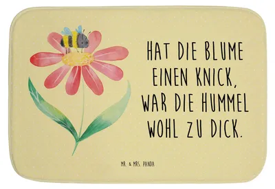 Produktbild von Mr. & Mrs. Panda Badteppich Hummel Blume - Gelb Pastell - Geschenk, Badematte, Natur, duschmatte, Badezimmerteppich, Biene, Duschvorleger, Hummeln, Lustige Sprüche, Wespe