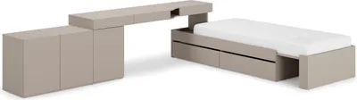 Produktbild von Furniture24 Jugendzimmer - Set Woow Set-01L - Schreibtisch, Kommode & Bett 90x200 cm in Grau - Praktisches Möbel-Set für optimale Raumnutzung