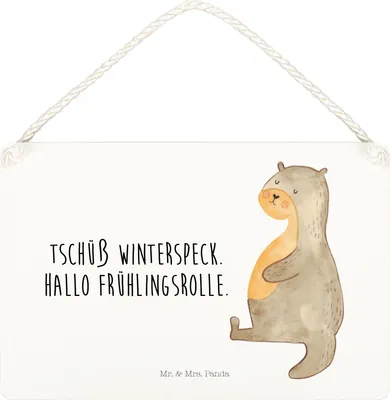 Produktbild von Mr. & Mrs. Panda Schild Otter Bauch DIN A5 - Transparent - Geschenk, wandtafel, Türschild, holzbild, Sportmuffel, Holzschild, Dekobrett, Winterspeck, Essen. Foodlover