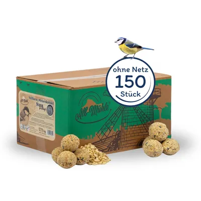 Image de 150 boules de suif Lyra Pet® du moulin Alb-Mühle, sans filet, à base de céréales complètes et de noix, 85 g chacune