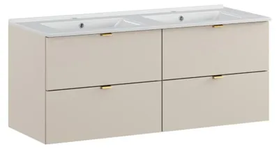 Produktbild von Badezimmer-Set BELLA: Unterschrank 120cm + Doppelwaschbecken rechteckig eingelassen